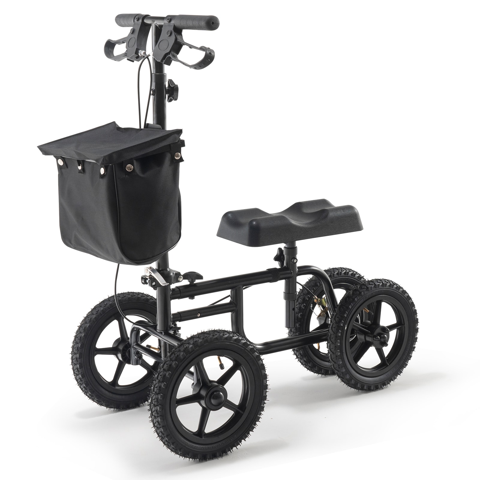 Folding Knee Scooter, Carbon Steel Steerable Knee Walker With Height-Adjustable Handlebar & Knee Pad, 12" All-Terrain Wheel, Dual Brakes, Leg Recovery Scooter For Injured Ankle Foot Knee, 350LBS_voghion.com